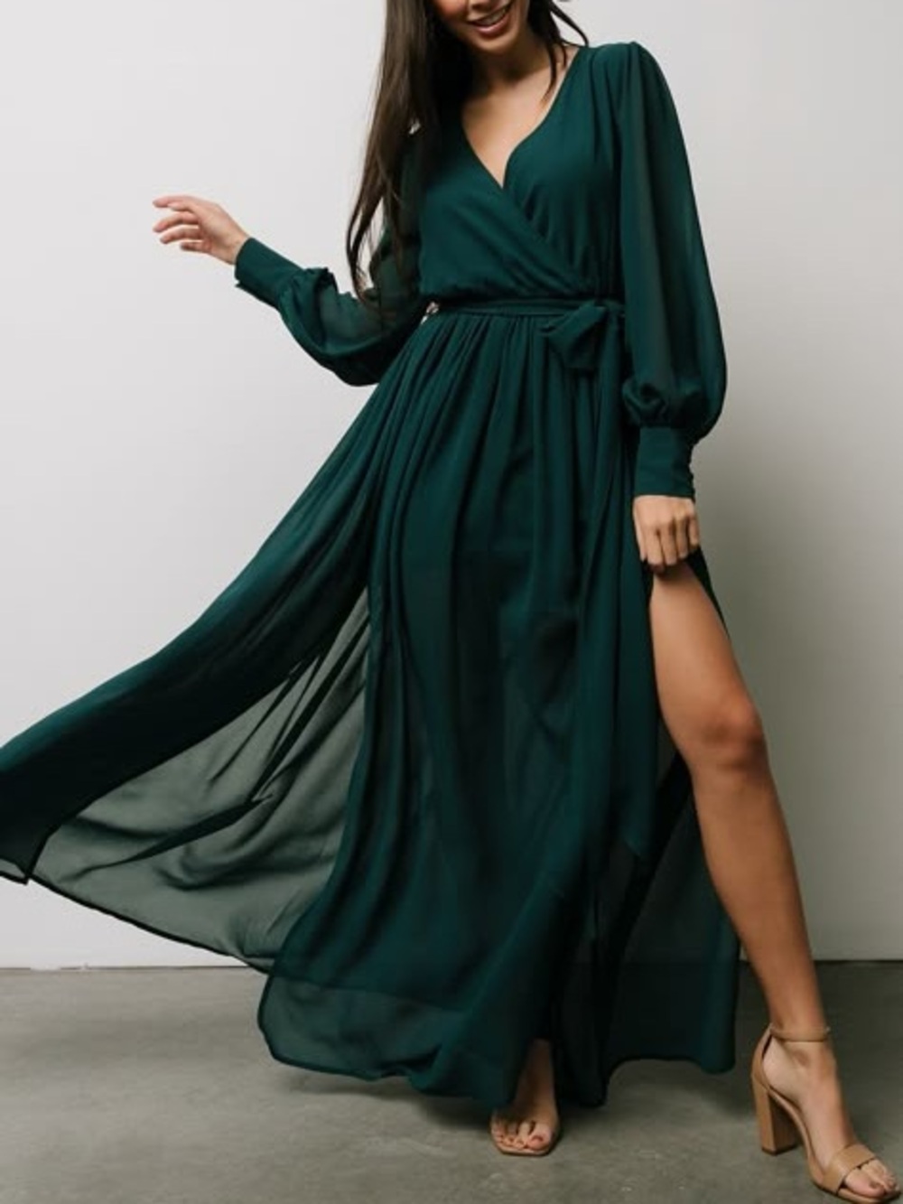Baltic Born Celine Maxi Wrap Dress Dark Green Size Small